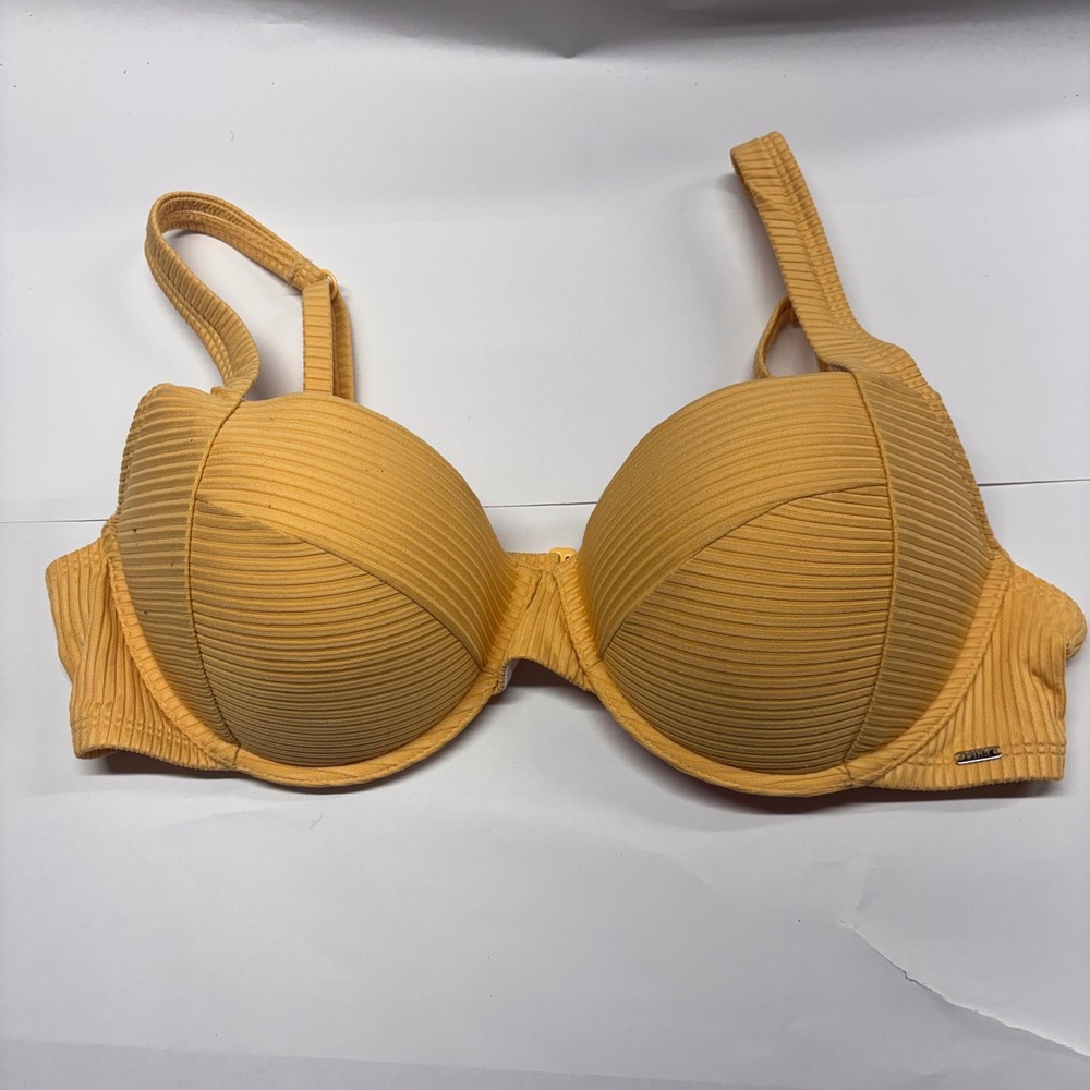 Victoria's Secret PINK Yellow Ribbed Underwire Push Up Bikini Top XL